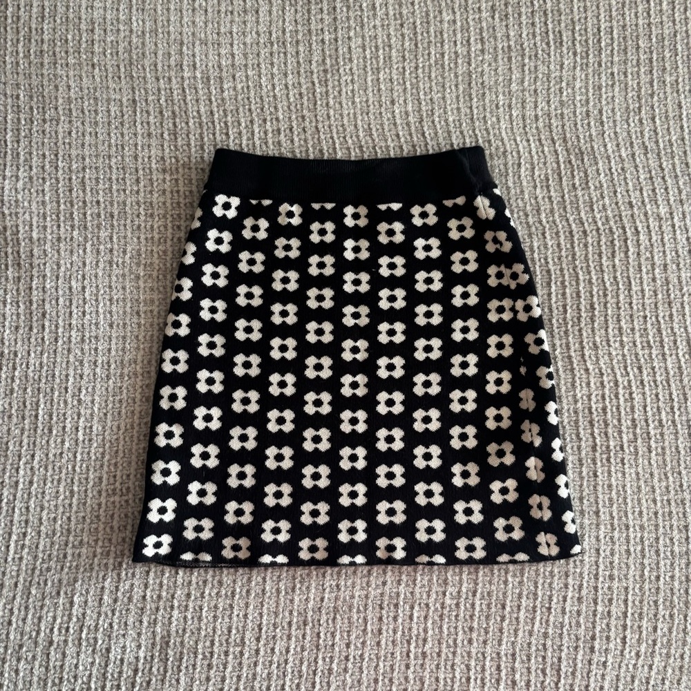 Floral Black and White Skirt
